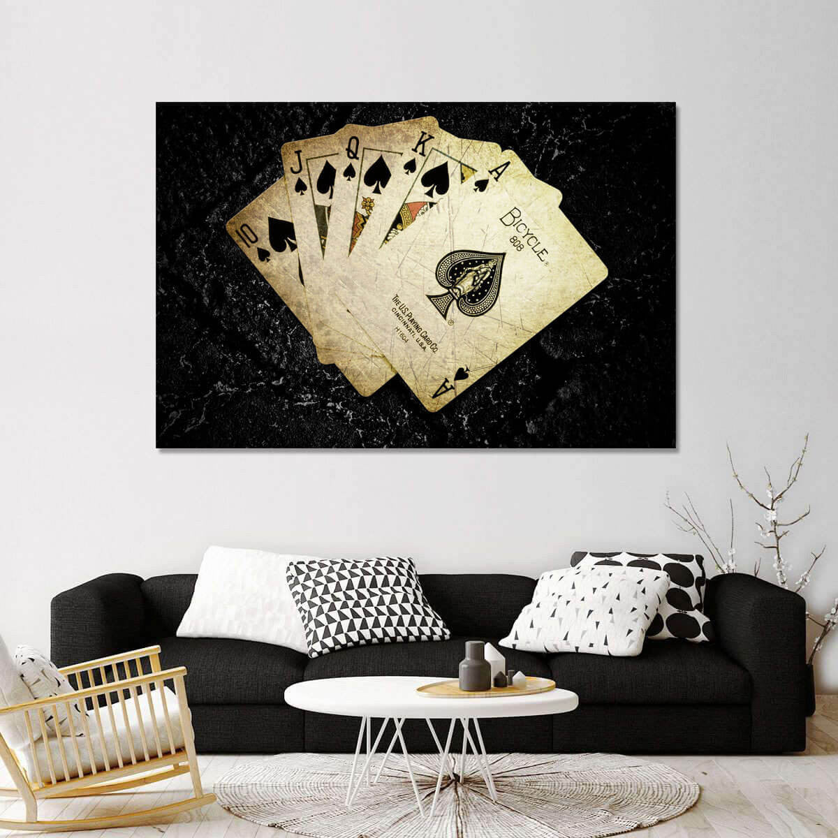 Vintage Royal Flush Gambling Game Multi Canvas Wall Art Ideas, Multi Piece Panel Canvas Home Decor Housewarming Gift Ideas Framed Prints, Canvas