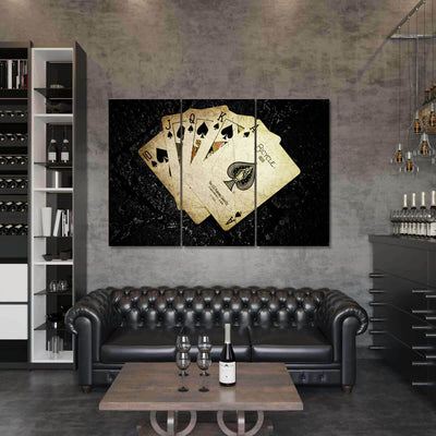 Vintage Royal Flush Gambling Game Multi Canvas Wall Art Ideas, Multi Piece Panel Canvas Home Decor Housewarming Gift Ideas Framed Prints, Canvas