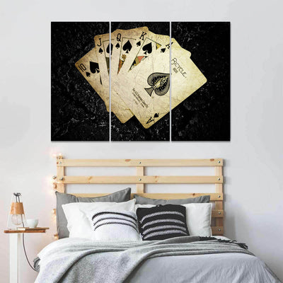 Vintage Royal Flush Gambling Game Multi Canvas Wall Art Ideas, Multi Piece Panel Canvas Home Decor Housewarming Gift Ideas Framed Prints, Canvas