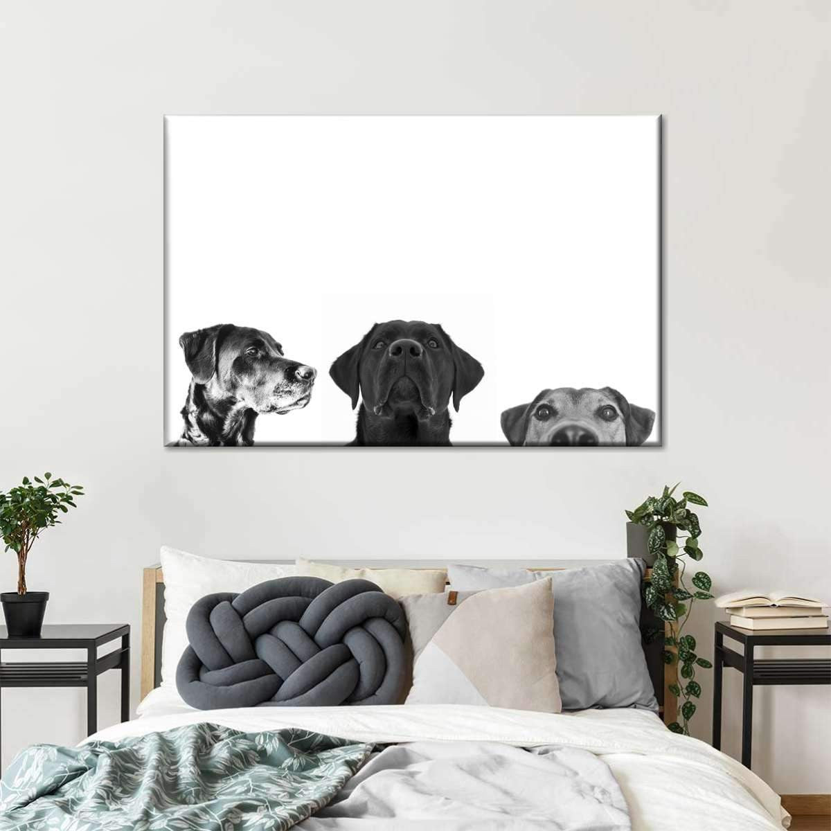 Peeping Pups Dogs Lover Puppy Lover Multi Canvas Wall Art Ideas, Multi Piece Panel Canvas Home Decor Housewarming Gift Ideas Framed Prints, Canvas