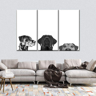 Peeping Pups Dogs Lover Puppy Lover Multi Canvas Wall Art Ideas, Multi Piece Panel Canvas Home Decor Housewarming Gift Ideas Framed Prints, Canvas