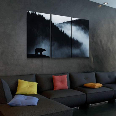 Natural Landscape Foggy Mountain Bear' Multi Canvas Wall Art Ideas, Multi Piece Panel Canvas Home Decor Housewarming Gift Ideas Framed Prints, Canvas