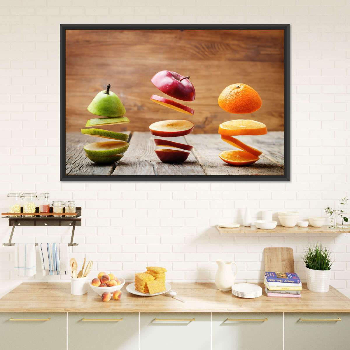 Graphic Zany Fruit Wrapped Canvas  Housewarming Gift Ideas Framed Prints, Canvas