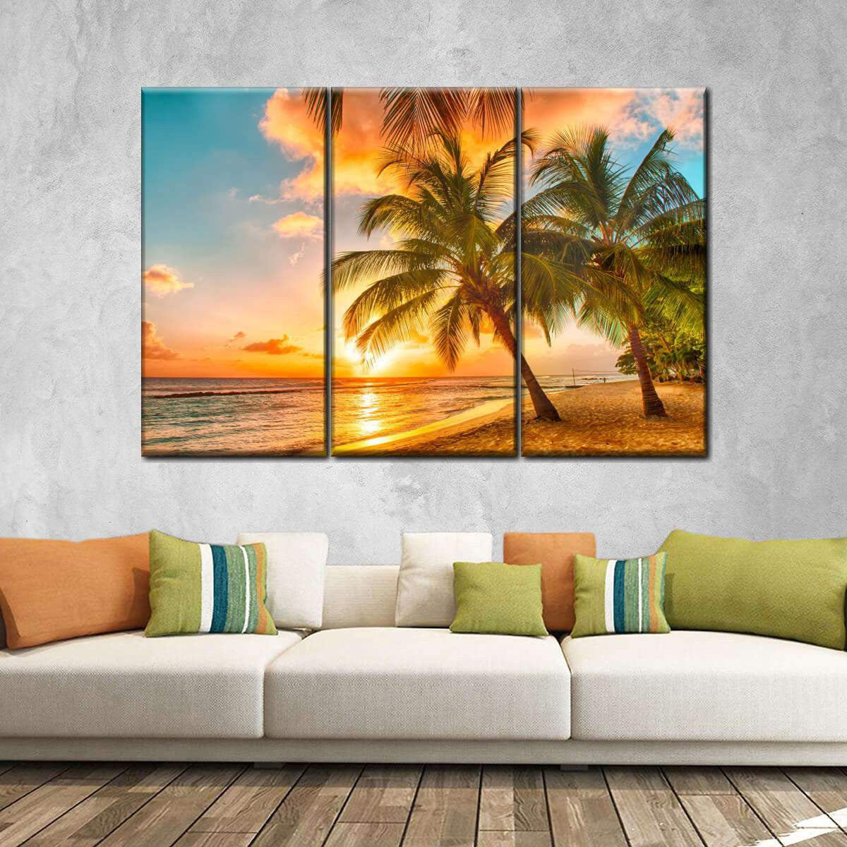 Palm Trees Paradise Tropical Sunset Multi Canvas Wall Art Ideas, Multi Piece Panel Canvas Home Decor Housewarming Gift Ideas Framed Prints, Canvas