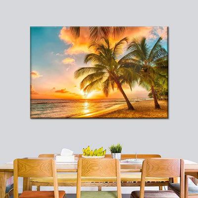 Palm Trees Paradise Tropical Sunset Multi Canvas Wall Art Ideas, Multi Piece Panel Canvas Home Decor Housewarming Gift Ideas Framed Prints, Canvas