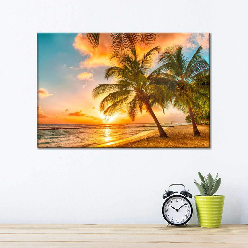 Palm Trees Paradise Tropical Sunset Multi Canvas Wall Art Ideas, Multi Piece Panel Canvas Home Decor Housewarming Gift Ideas Framed Prints, Canvas
