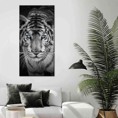 Majestic White Tiger Blue Eyes Wild Animals Multi Canvas Wall Art Ideas, Multi Piece Panel Canvas Home Decor Housewarming Gift Ideas Framed Prints, Canvas