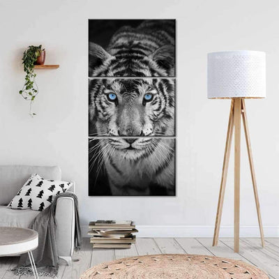 Majestic White Tiger Blue Eyes Wild Animals Multi Canvas Wall Art Ideas, Multi Piece Panel Canvas Home Decor Housewarming Gift Ideas Framed Prints, Canvas
