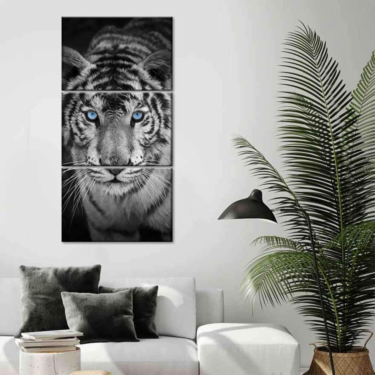 Majestic White Tiger Blue Eyes Wild Animals Multi Canvas Wall Art Ideas, Multi Piece Panel Canvas Home Decor Housewarming Gift Ideas Framed Prints, Canvas