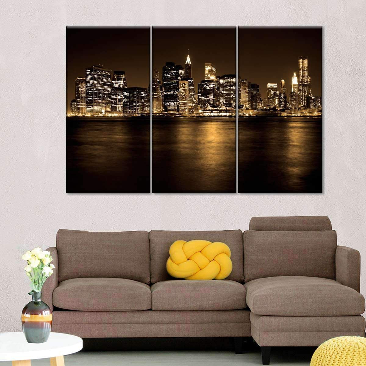 Luxury New York City at Night City Landscape Multi Canvas Wall Art Ideas, Multi Piece Panel Canvas Home Decor Housewarming Gift Ideas Framed Prints, Canvas