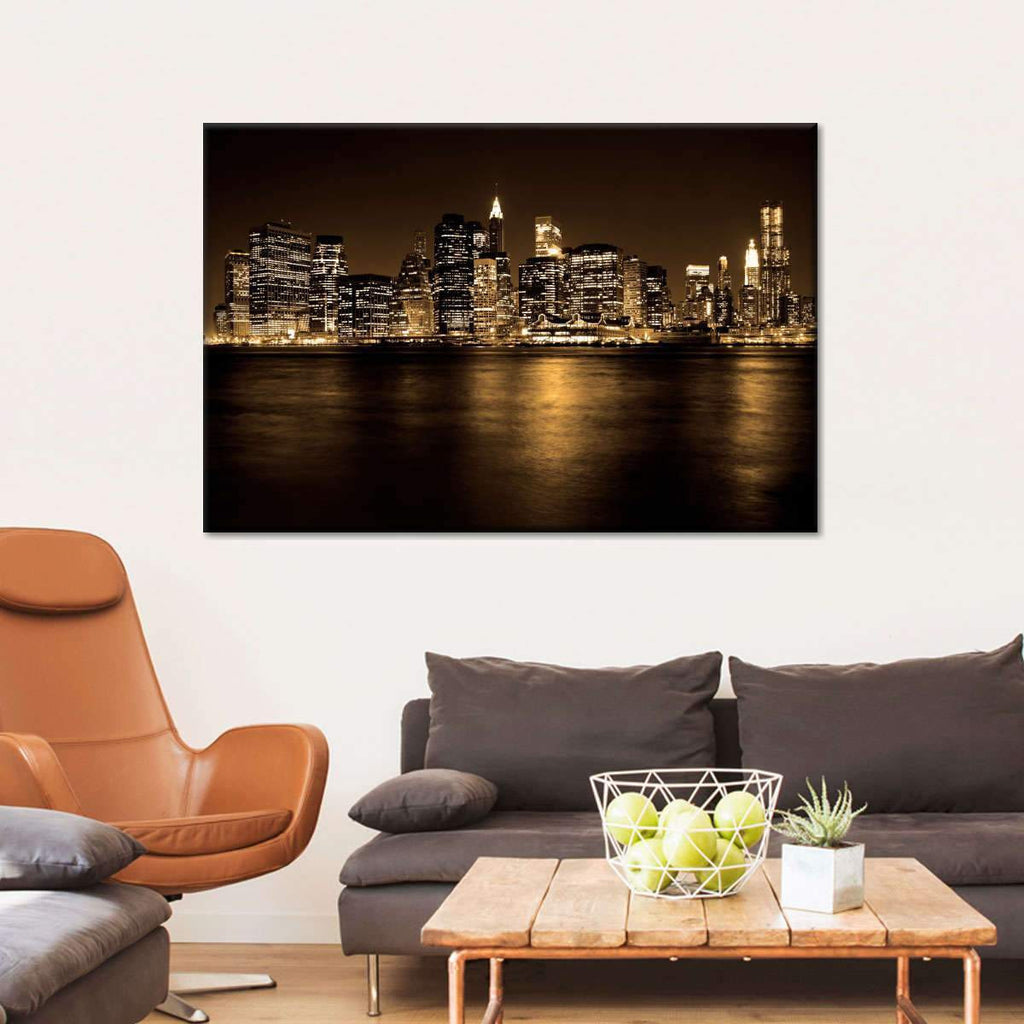 Luxury New York City at Night City Landscape Multi Canvas Wall Art Ideas, Multi Piece Panel Canvas Home Decor Housewarming Gift Ideas Framed Prints, Canvas