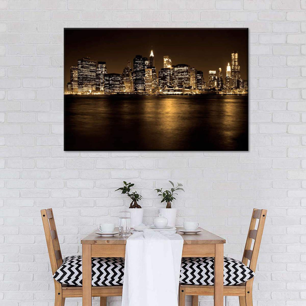 Luxury New York City at Night City Landscape Multi Canvas Wall Art Ideas, Multi Piece Panel Canvas Home Decor Housewarming Gift Ideas Framed Prints, Canvas