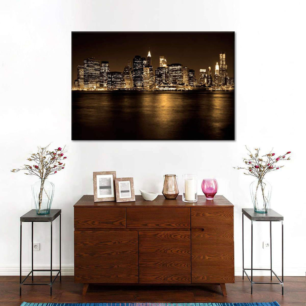 Luxury New York City at Night City Landscape Multi Canvas Wall Art Ideas, Multi Piece Panel Canvas Home Decor Housewarming Gift Ideas Framed Prints, Canvas