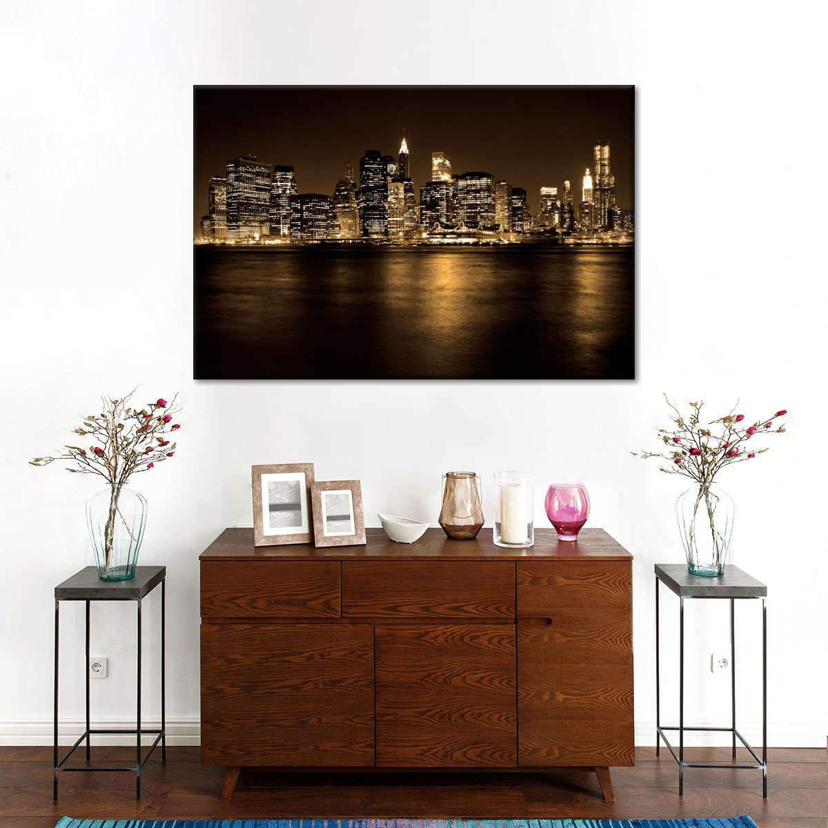 Luxury New York City at Night City Landscape Multi Canvas Wall Art Ideas, Multi Piece Panel Canvas Home Decor Housewarming Gift Ideas Framed Prints, Canvas