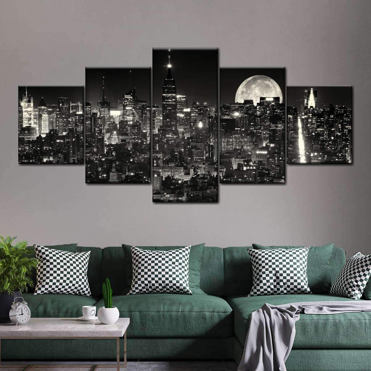 Luxury New York City at Night City Landscape Multi Canvas Wall Art Ideas, Multi Piece Panel Canvas Home Decor Housewarming Gift Ideas Framed Prints, Canvas