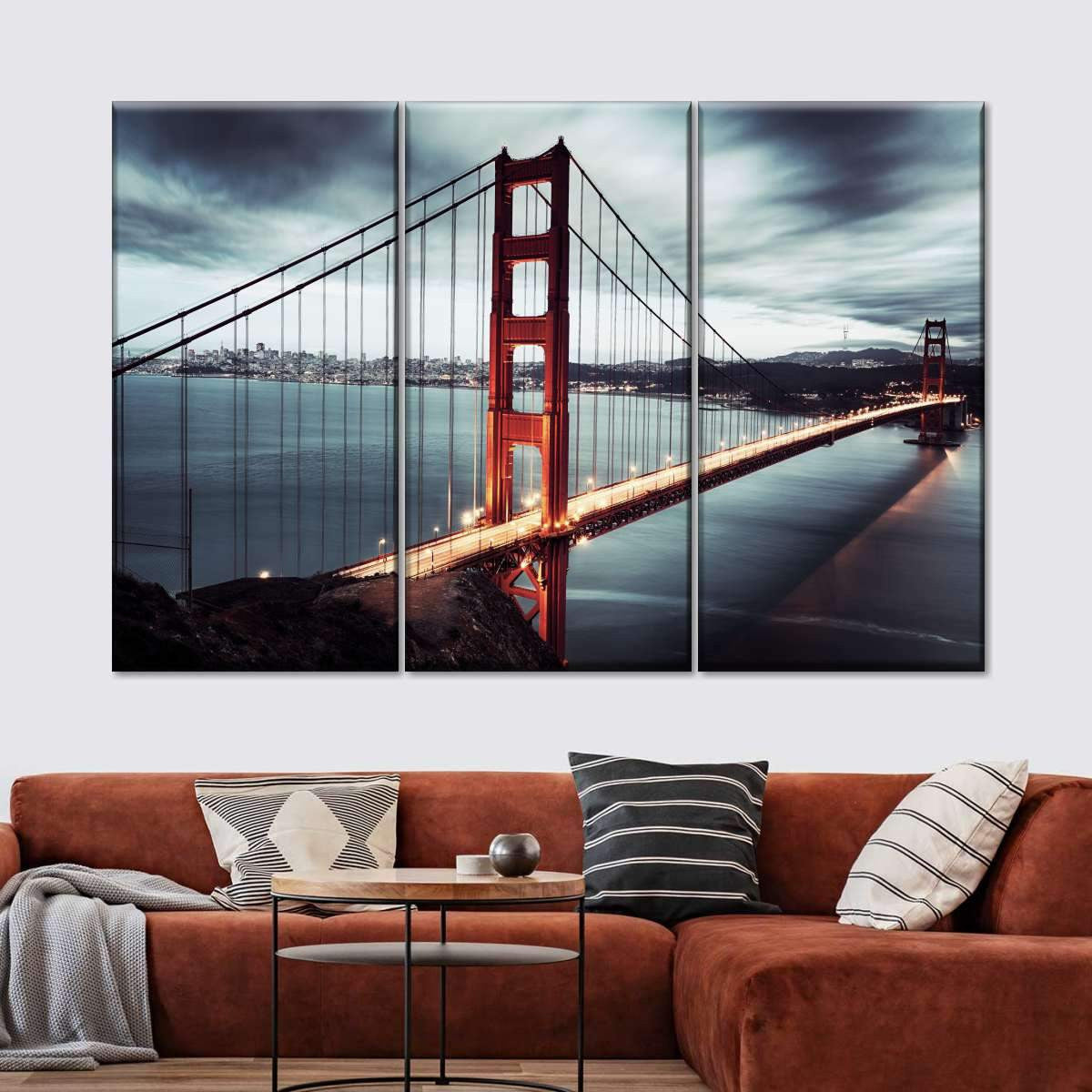 Iconic Golden Gate Bridge Vintage Retro Style Multi Canvas Wall Art Ideas, Multi Piece Panel Canvas Home Decor Housewarming Gift Ideas Framed Prints, Canvas