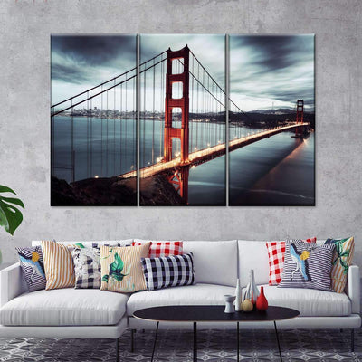 Iconic Golden Gate Bridge Vintage Retro Style Multi Canvas Wall Art Ideas, Multi Piece Panel Canvas Home Decor Housewarming Gift Ideas Framed Prints, Canvas