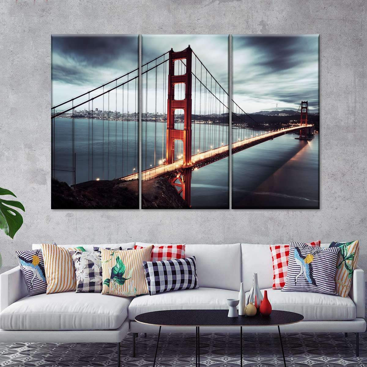 Iconic Golden Gate Bridge Vintage Retro Style Multi Canvas Wall Art Ideas, Multi Piece Panel Canvas Home Decor Housewarming Gift Ideas Framed Prints, Canvas