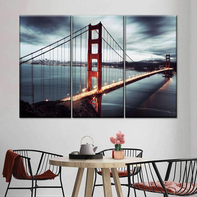 Iconic Golden Gate Bridge Vintage Retro Style Multi Canvas Wall Art Ideas, Multi Piece Panel Canvas Home Decor Housewarming Gift Ideas Framed Prints, Canvas