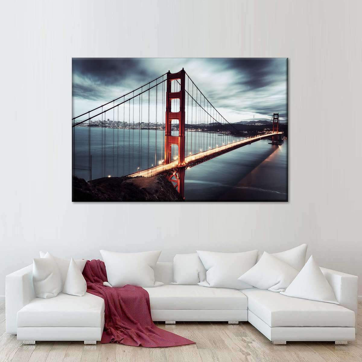 Iconic Golden Gate Bridge Vintage Retro Style Multi Canvas Wall Art Ideas, Multi Piece Panel Canvas Home Decor Housewarming Gift Ideas Framed Prints, Canvas