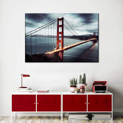 Iconic Golden Gate Bridge Vintage Retro Style Multi Canvas Wall Art Ideas, Multi Piece Panel Canvas Home Decor Housewarming Gift Ideas Framed Prints, Canvas