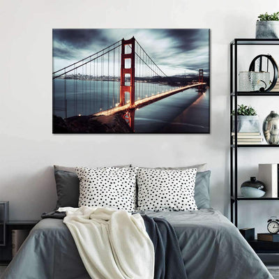 Iconic Golden Gate Bridge Vintage Retro Style Multi Canvas Wall Art Ideas, Multi Piece Panel Canvas Home Decor Housewarming Gift Ideas Framed Prints, Canvas
