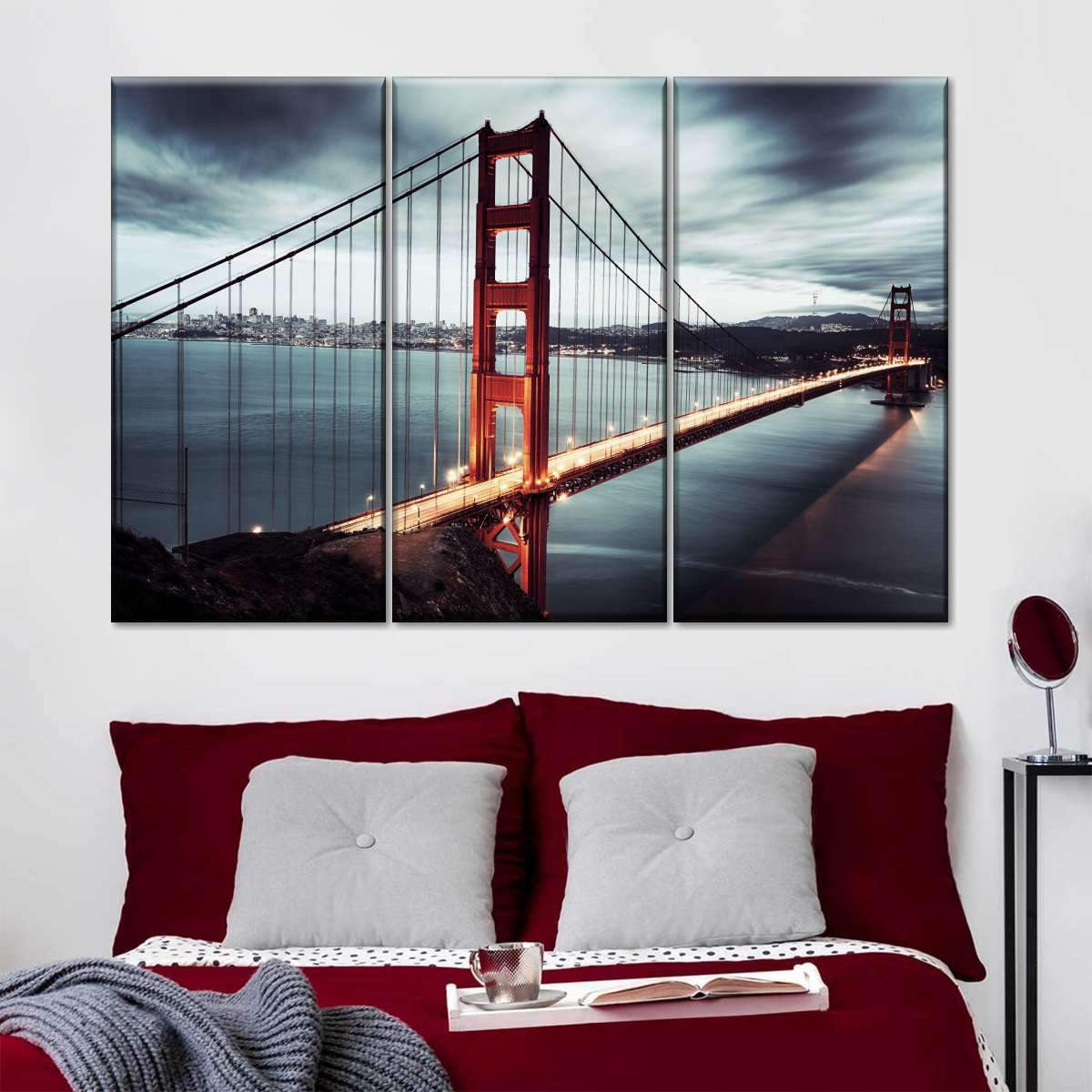 Iconic Golden Gate Bridge Vintage Retro Style Multi Canvas Wall Art Ideas, Multi Piece Panel Canvas Home Decor Housewarming Gift Ideas Framed Prints, Canvas