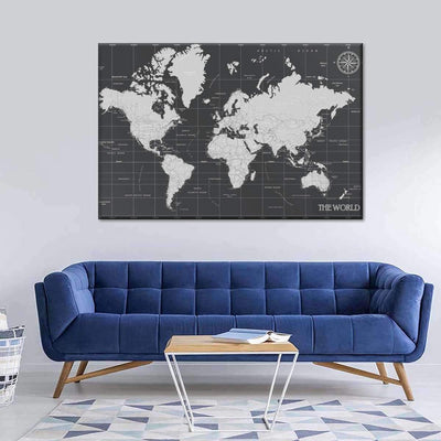 Navigator's World Map Landscape Multi Canvas Wall Art Ideas, Multi Piece Panel Canvas Home Decor Housewarming Gift Ideas Framed Prints, Canvas