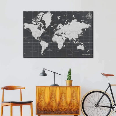 Navigator's World Map Landscape Multi Canvas Wall Art Ideas, Multi Piece Panel Canvas Home Decor Housewarming Gift Ideas Framed Prints, Canvas