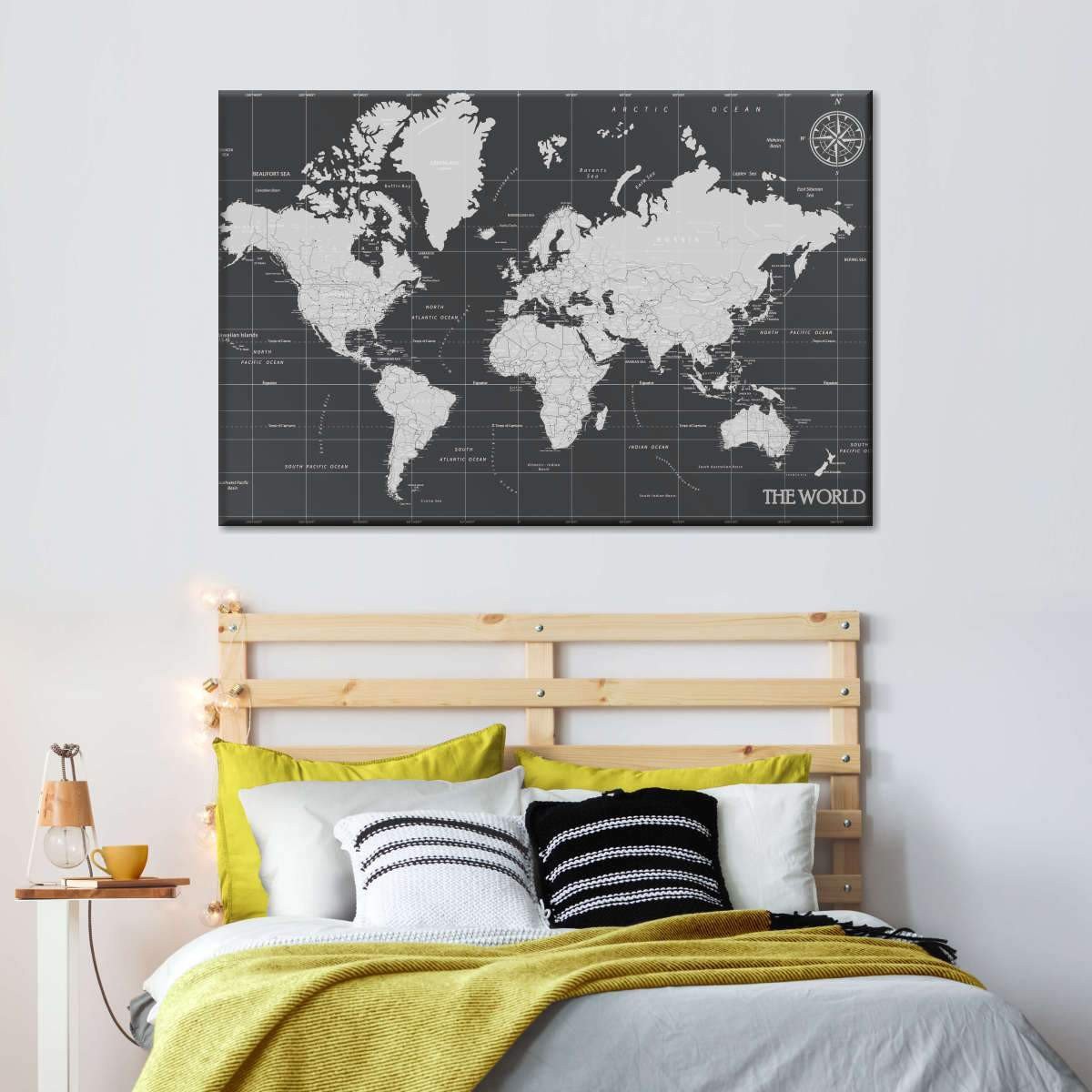 Navigator's World Map Landscape Multi Canvas Wall Art Ideas, Multi Piece Panel Canvas Home Decor Housewarming Gift Ideas Framed Prints, Canvas