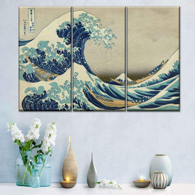 The Great Wave Off Kanagawa Japanese Vintage Retro Graphic Multi Canvas Wall Art Ideas, Multi Piece Panel Canvas Home Decor Housewarming Gift Ideas Framed Prints, Canvas