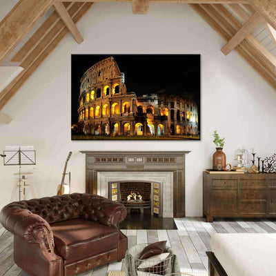 Nighttime Colosseum Itali Night View Landscape Multi Canvas Wall Art Ideas, Multi Piece Panel Canvas Home Decor Housewarming Gift Ideas Framed Prints, Canvas