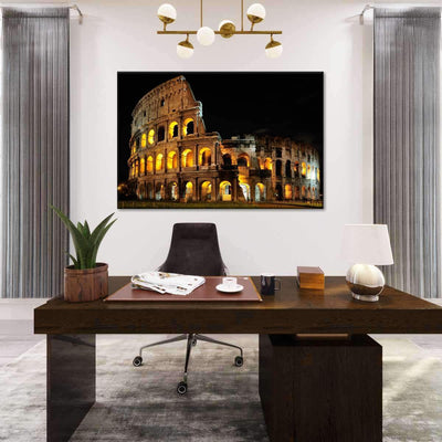Nighttime Colosseum Itali Night View Landscape Multi Canvas Wall Art Ideas, Multi Piece Panel Canvas Home Decor Housewarming Gift Ideas Framed Prints, Canvas