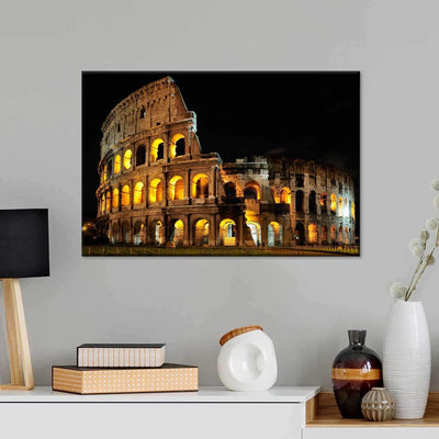 Nighttime Colosseum Itali Night View Landscape Multi Canvas Wall Art Ideas, Multi Piece Panel Canvas Home Decor Housewarming Gift Ideas Framed Prints, Canvas