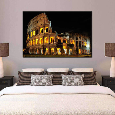Nighttime Colosseum Itali Night View Landscape Multi Canvas Wall Art Ideas, Multi Piece Panel Canvas Home Decor Housewarming Gift Ideas Framed Prints, Canvas