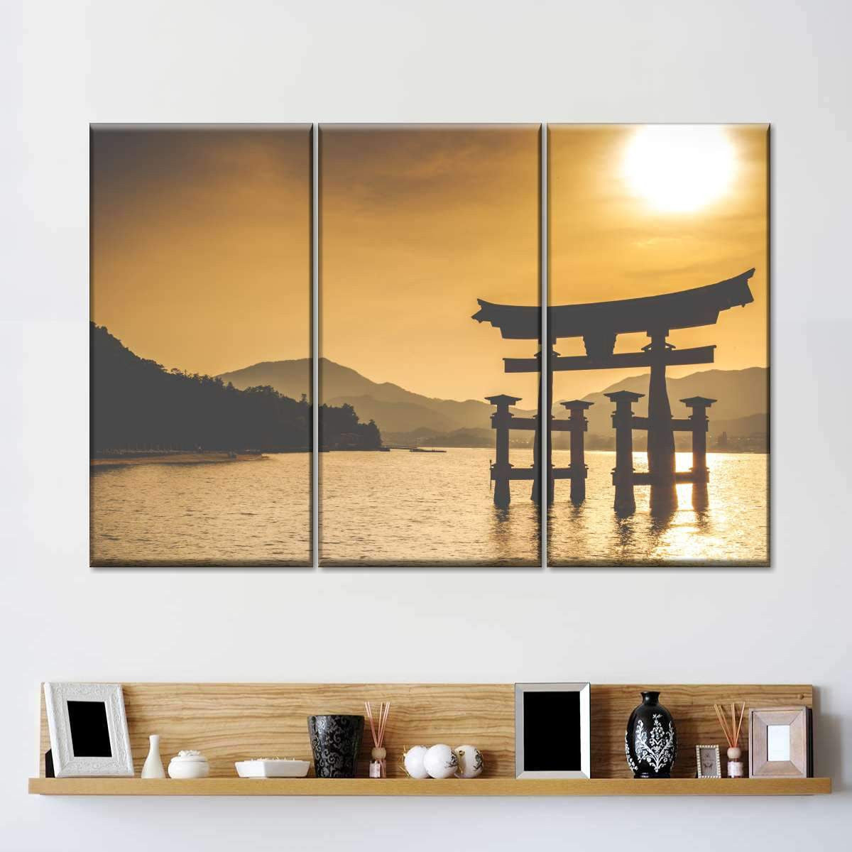 Calm Ancient Japanese Temple Sunset Lanspace Multi Canvas Wall Art Ideas, Multi Piece Panel Canvas Home Decor Housewarming Gift Ideas Framed Prints, Canvas