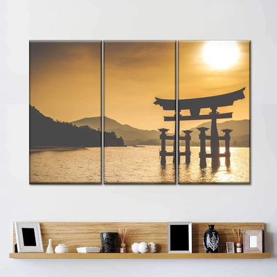 Calm Ancient Japanese Temple Sunset Lanspace Multi Canvas Wall Art Ideas, Multi Piece Panel Canvas Home Decor Housewarming Gift Ideas Framed Prints, Canvas