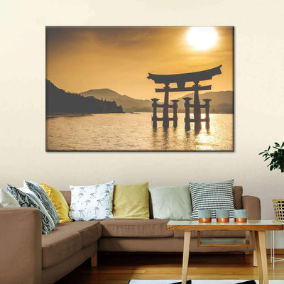 Calm Ancient Japanese Temple Sunset Lanspace Multi Canvas Wall Art Ideas, Multi Piece Panel Canvas Home Decor Housewarming Gift Ideas Framed Prints, Canvas