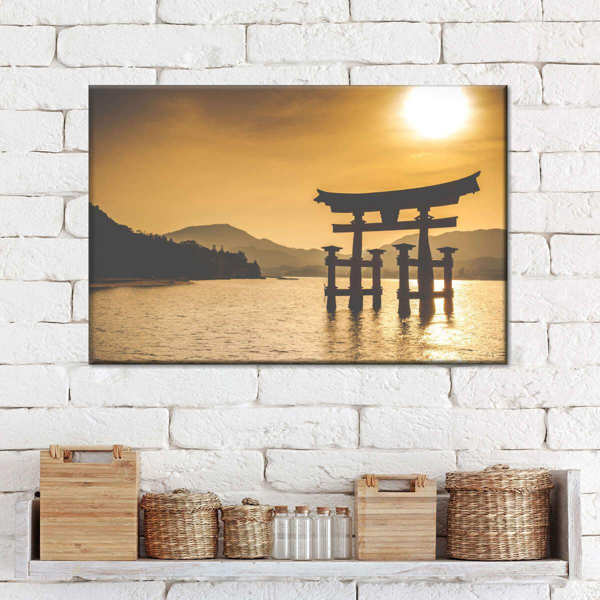 Calm Ancient Japanese Temple Sunset Lanspace Multi Canvas Wall Art Ideas, Multi Piece Panel Canvas Home Decor Housewarming Gift Ideas Framed Prints, Canvas