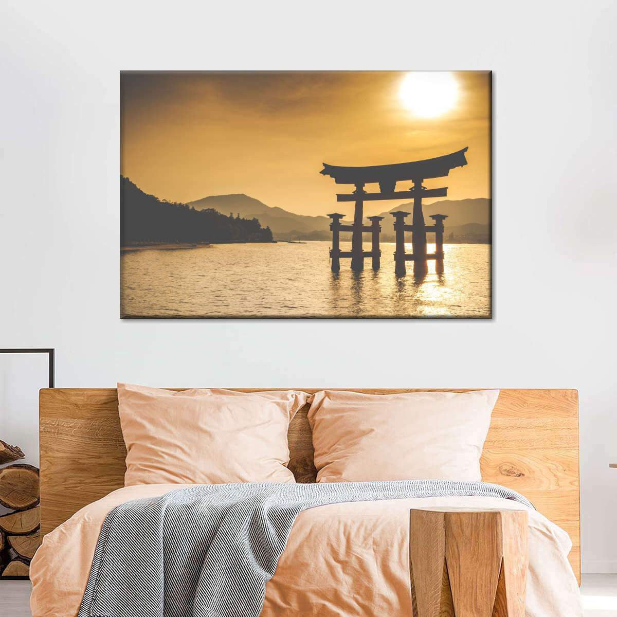 Calm Ancient Japanese Temple Sunset Lanspace Multi Canvas Wall Art Ideas, Multi Piece Panel Canvas Home Decor Housewarming Gift Ideas Framed Prints, Canvas
