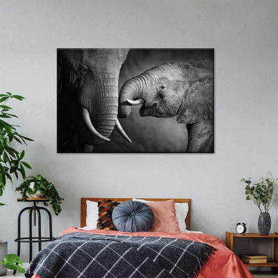 Affectionate Elephants Wild Animal Multi Canvas Wall Art Ideas, Multi Piece Panel Canvas Home Decor Housewarming Gift Ideas Framed Prints, Canvas