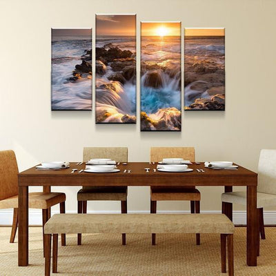 Beautiful Natural Lanscape Hawaiian Maelstrom Beach Sunrise Multi Canvas Wall Art Ideas, Multi Piece Panel Canvas Home Decor Housewarming Gift Ideas Framed Prints, Canvas
