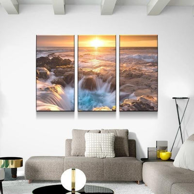 Beautiful Natural Lanscape Hawaiian Maelstrom Beach Sunrise Multi Canvas Wall Art Ideas, Multi Piece Panel Canvas Home Decor Housewarming Gift Ideas Framed Prints, Canvas