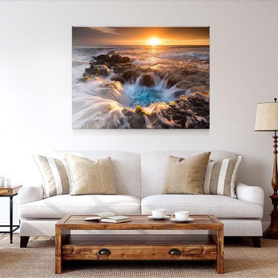 Beautiful Natural Lanscape Hawaiian Maelstrom Beach Sunrise Multi Canvas Wall Art Ideas, Multi Piece Panel Canvas Home Decor Housewarming Gift Ideas Framed Prints, Canvas