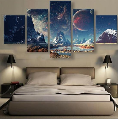 Natural Landscape Galactic Expanse Moutain Multi Canvas Wall Art Ideas, Multi Piece Panel Canvas Home Decor Housewarming Gift Ideas Framed Prints, Canvas