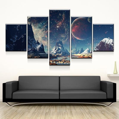 Natural Landscape Galactic Expanse Moutain Multi Canvas Wall Art Ideas, Multi Piece Panel Canvas Home Decor Housewarming Gift Ideas Framed Prints, Canvas
