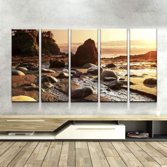 Natural Landscape Rocky Beach Multi Canvas Wall Art Ideas, Multi Piece Panel Canvas Home Decor Housewarming Gift Ideas Framed Prints, Canvas