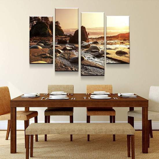 Natural Landscape Rocky Beach Multi Canvas Wall Art Ideas, Multi Piece Panel Canvas Home Decor Housewarming Gift Ideas Framed Prints, Canvas