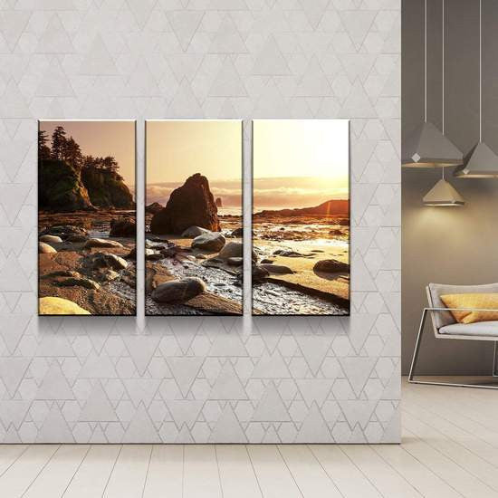 Natural Landscape Rocky Beach Multi Canvas Wall Art Ideas, Multi Piece Panel Canvas Home Decor Housewarming Gift Ideas Framed Prints, Canvas