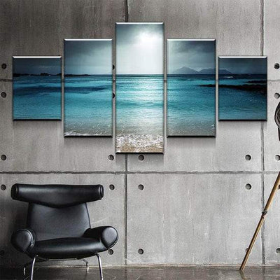 Beach Brewing Storm in the Tropics Multi Canvas Wall Art Ideas, Multi Piece Panel Canvas Home Decor Housewarming Gift Ideas Framed Prints, Canvas